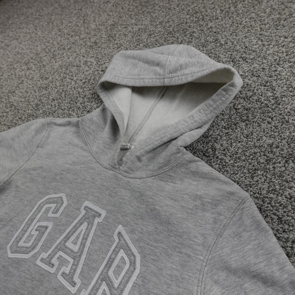 GAP Hoodie Womens M Gray Heather Logo Pullover Sweatshirt Sweater Casual Y2K 00s